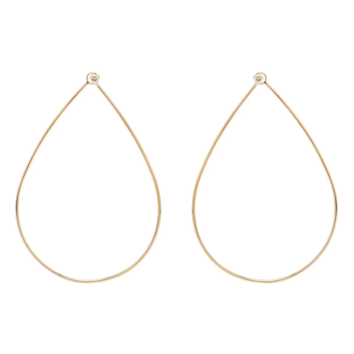 Prong Set Front Facing Large Tear Drop Earrings