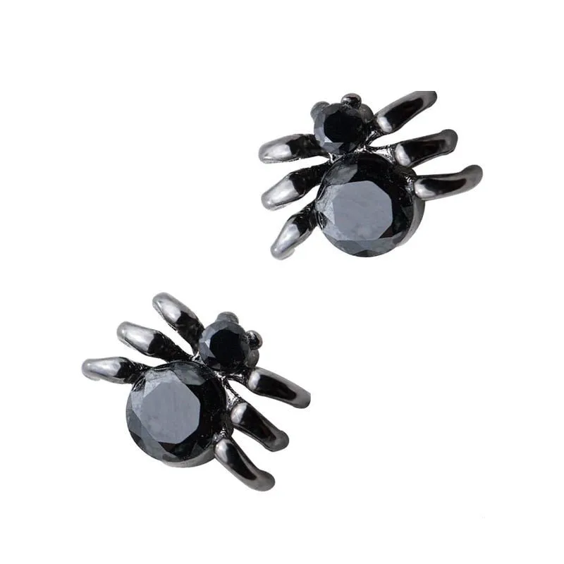 Punk Black Diamond Spider Earrings
