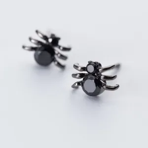 Punk Black Diamond Spider Earrings