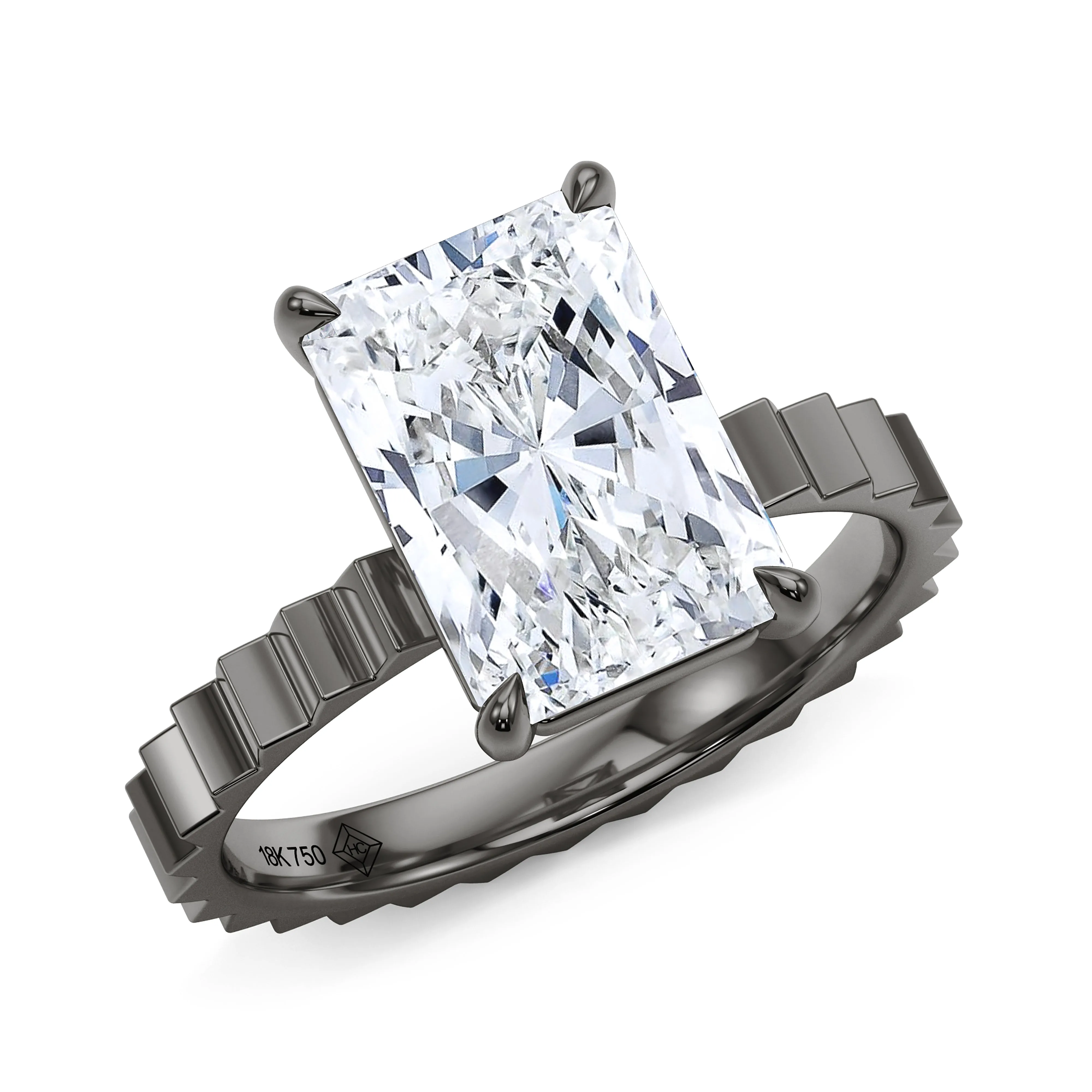 Radiant Cut Diamond Fluted Ring