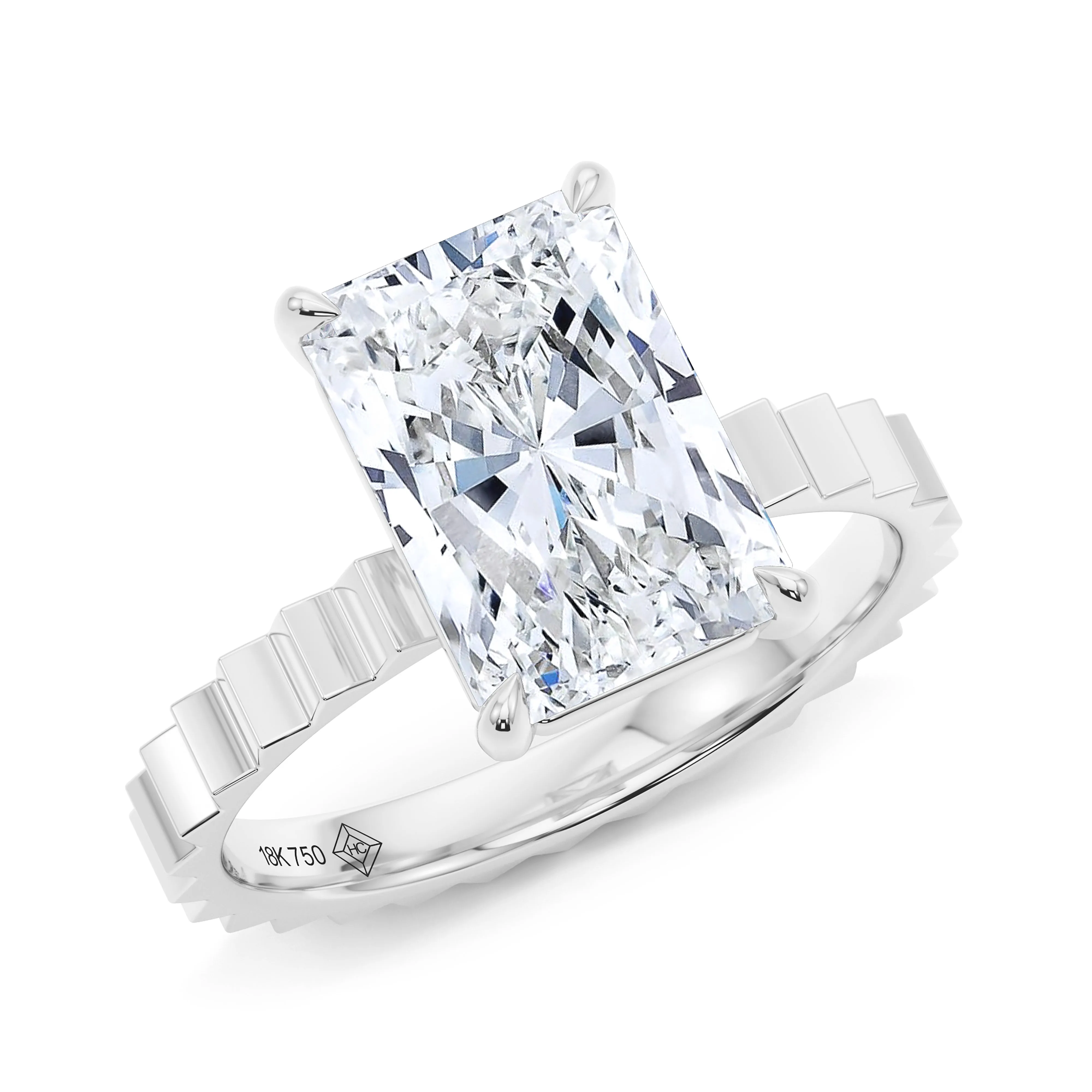 Radiant Cut Diamond Fluted Ring