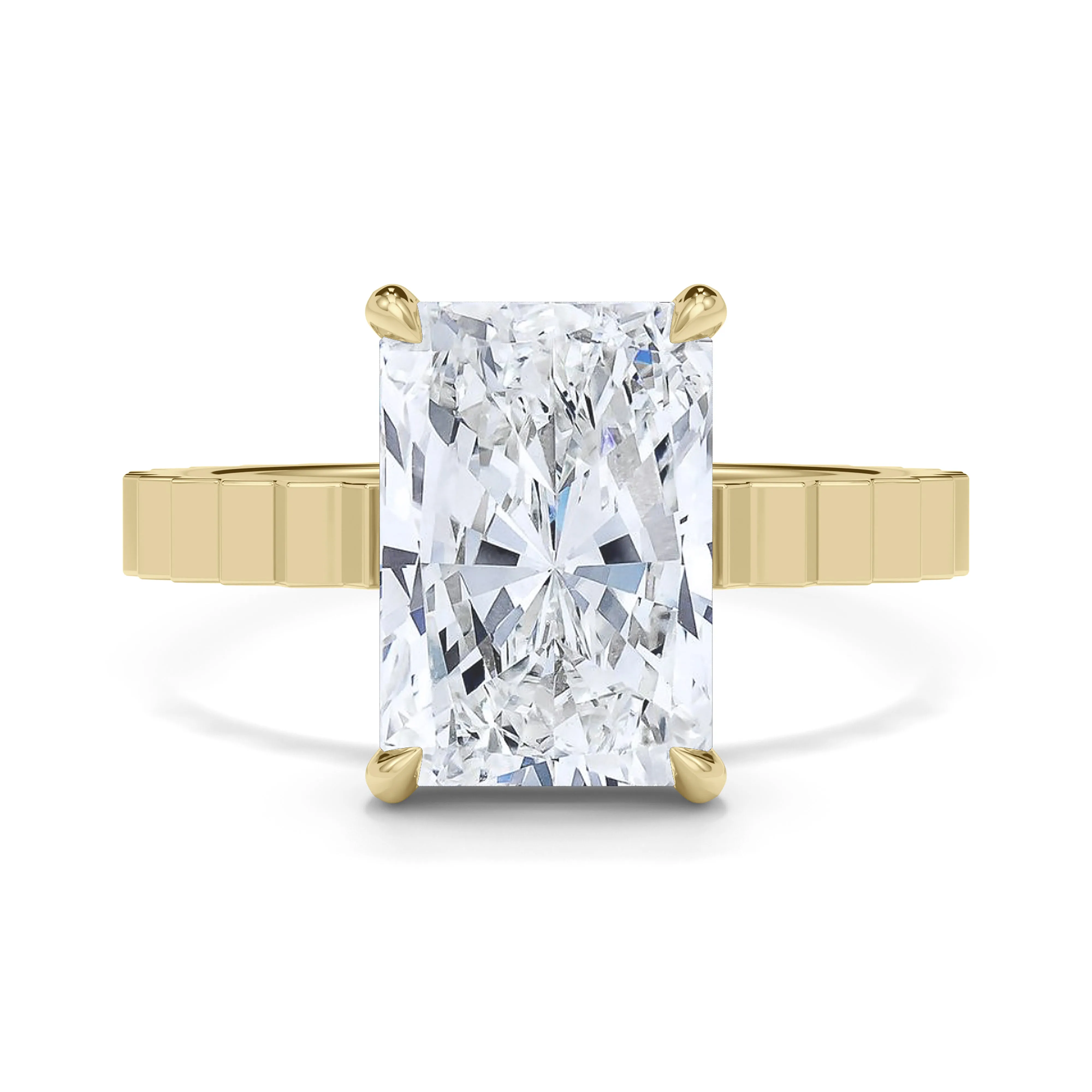 Radiant Cut Diamond Fluted Ring