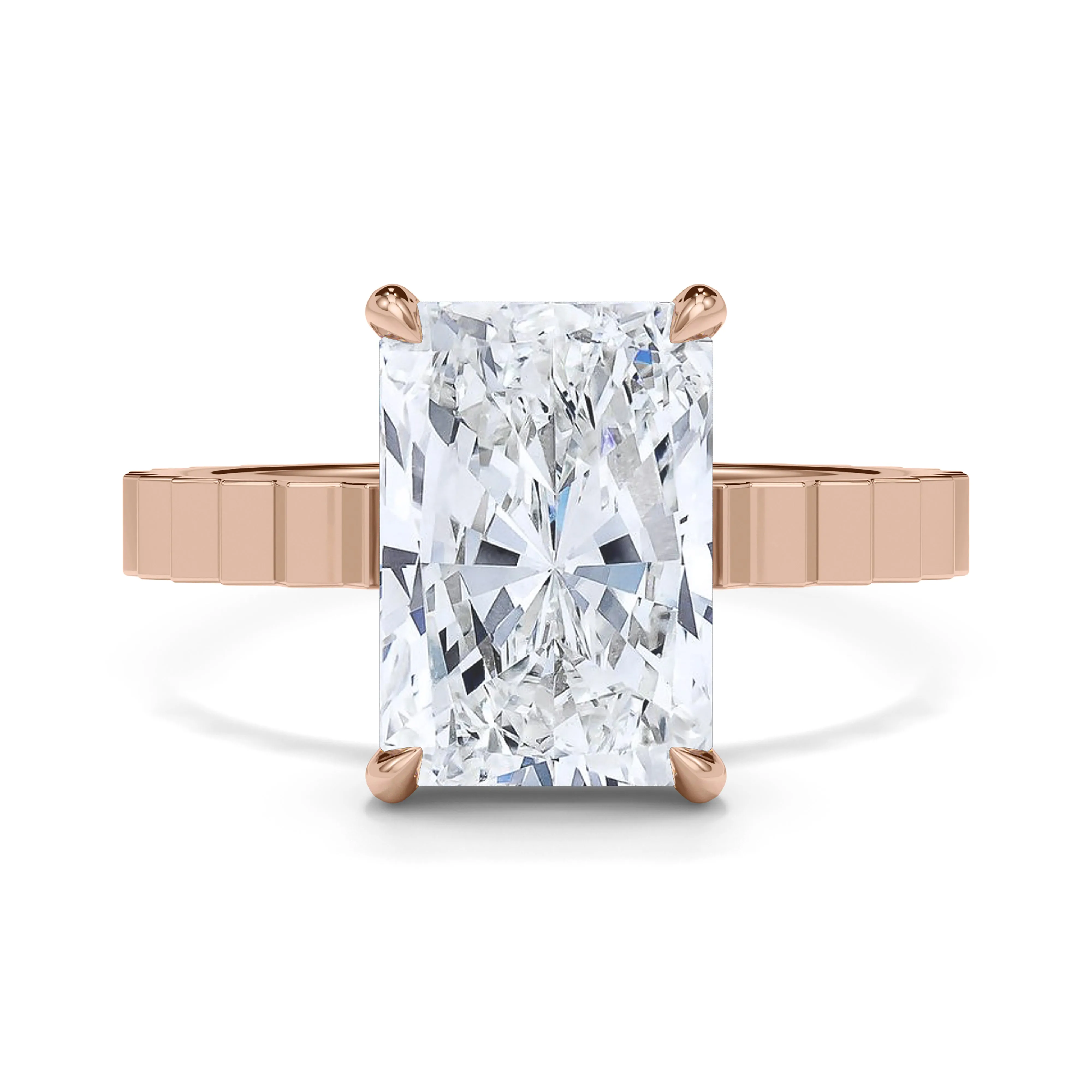 Radiant Cut Diamond Fluted Ring