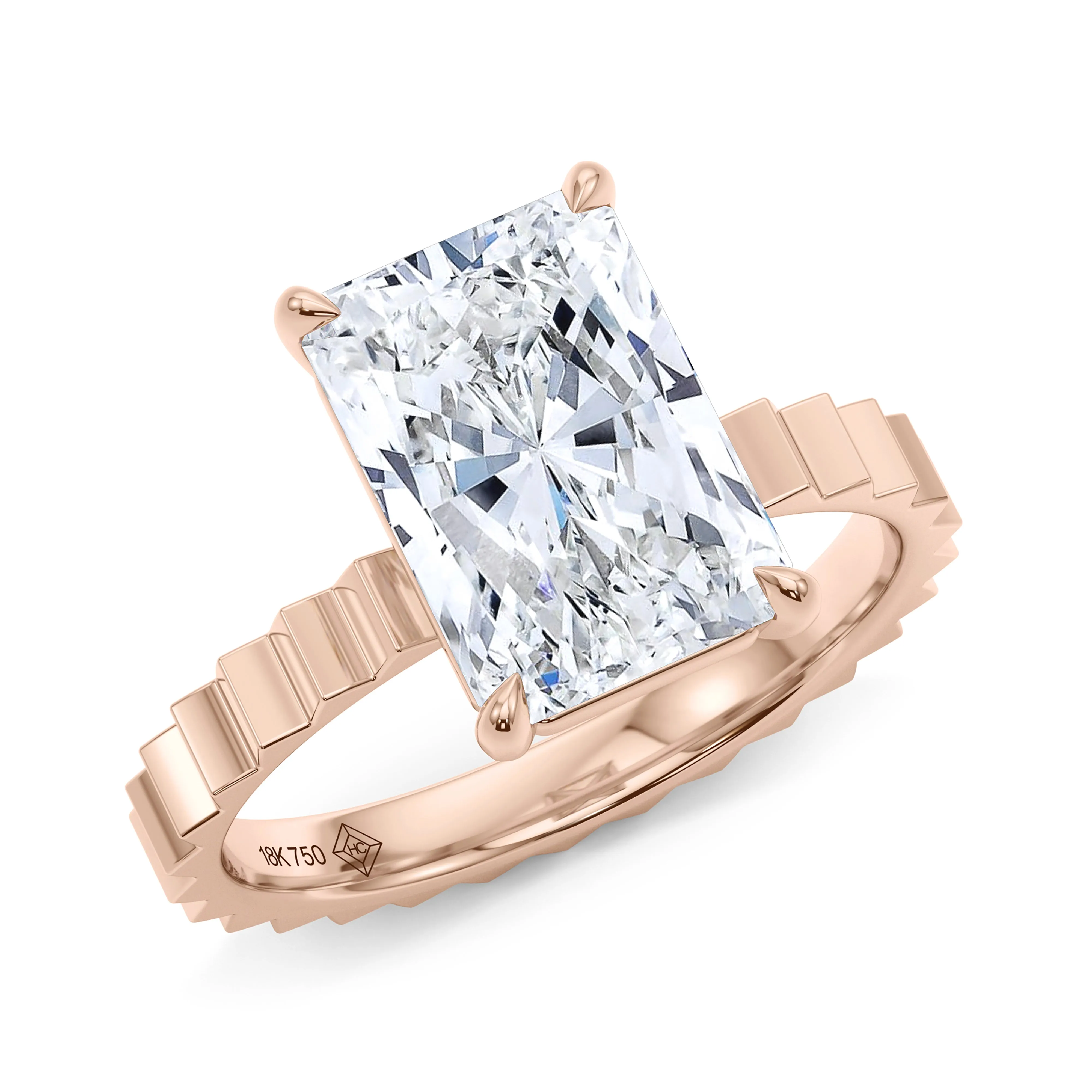 Radiant Cut Diamond Fluted Ring