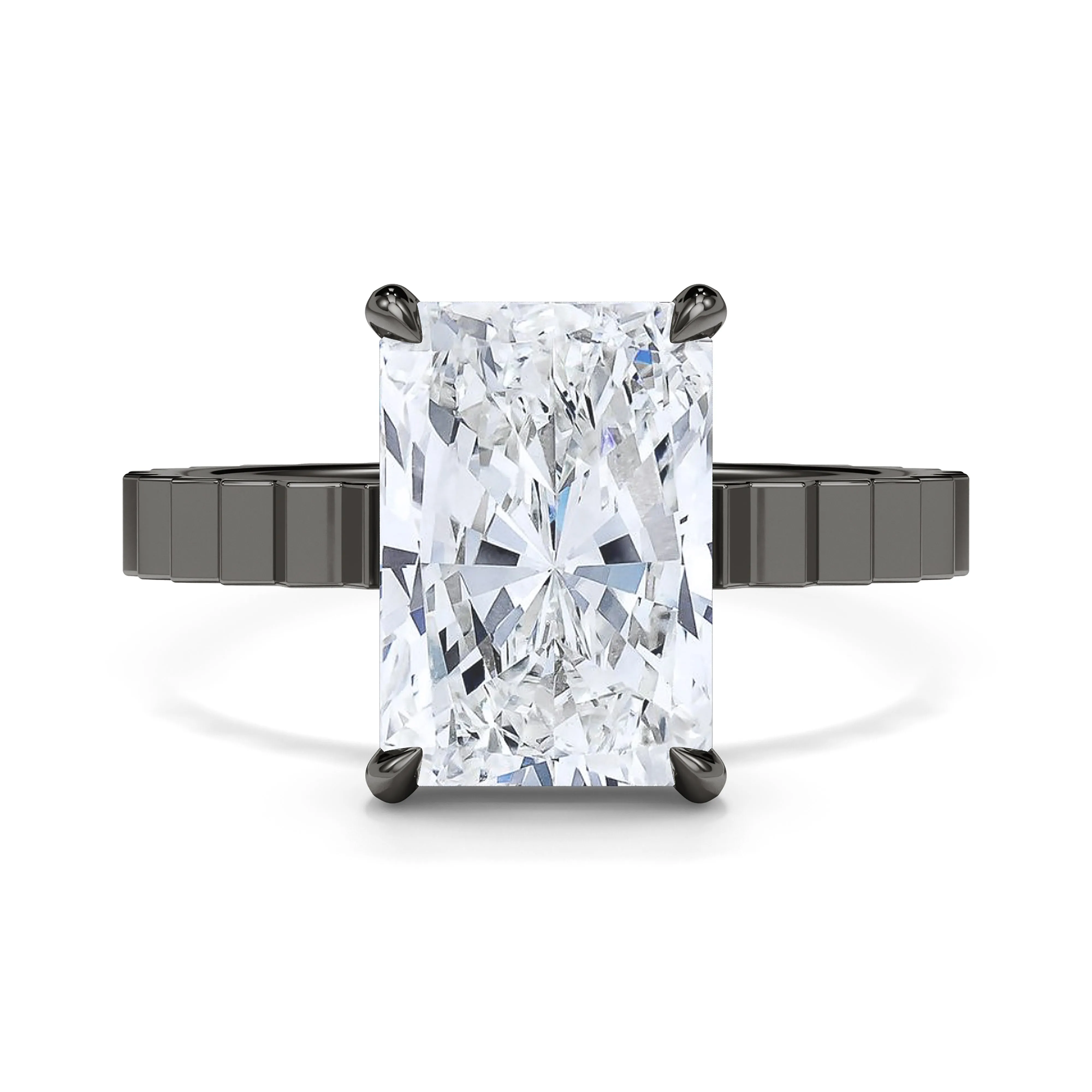 Radiant Cut Diamond Fluted Ring