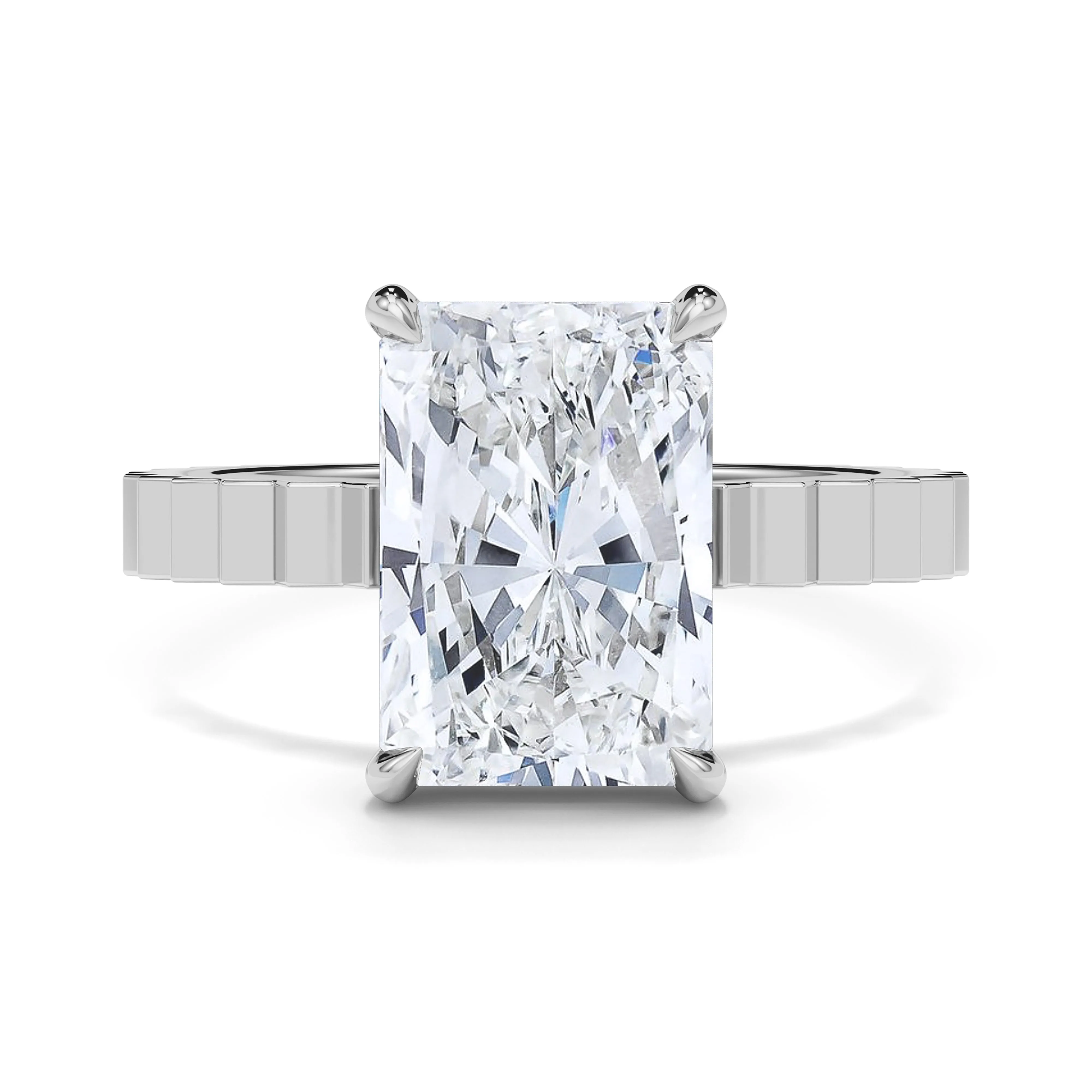 Radiant Cut Diamond Fluted Ring
