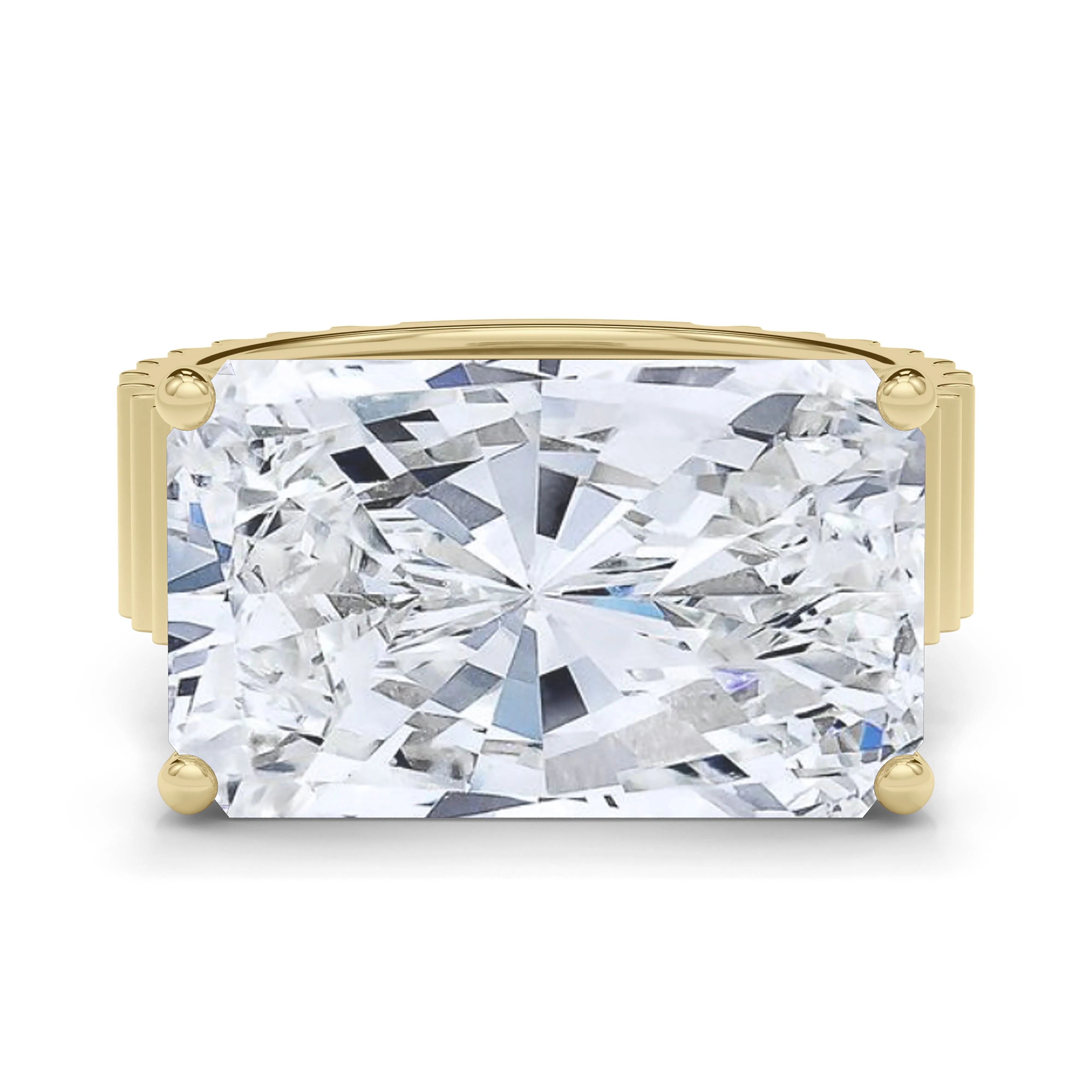 Radiant East-West Lab Grown Diamond Fluted Ring