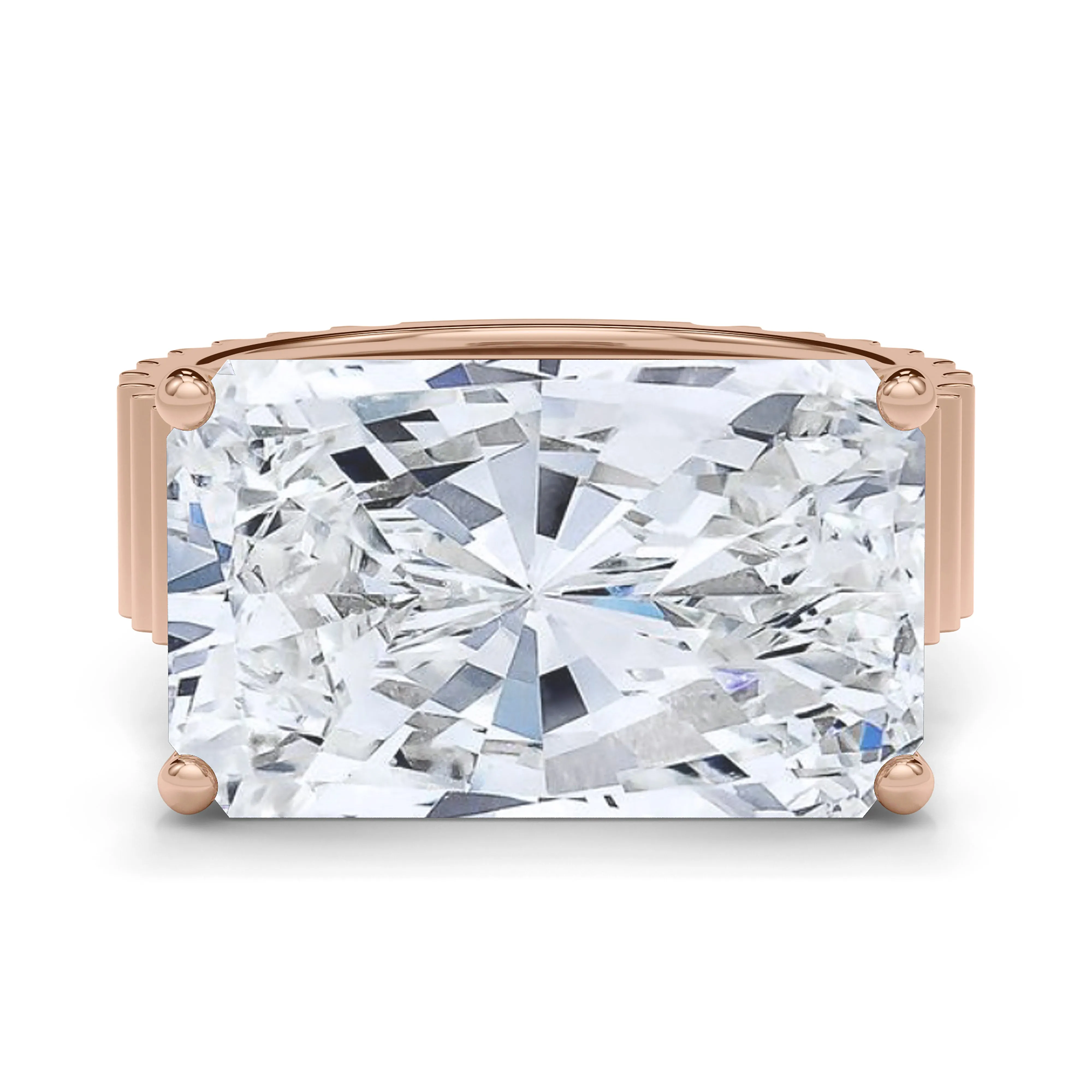 Radiant East-West Lab Grown Diamond Fluted Ring