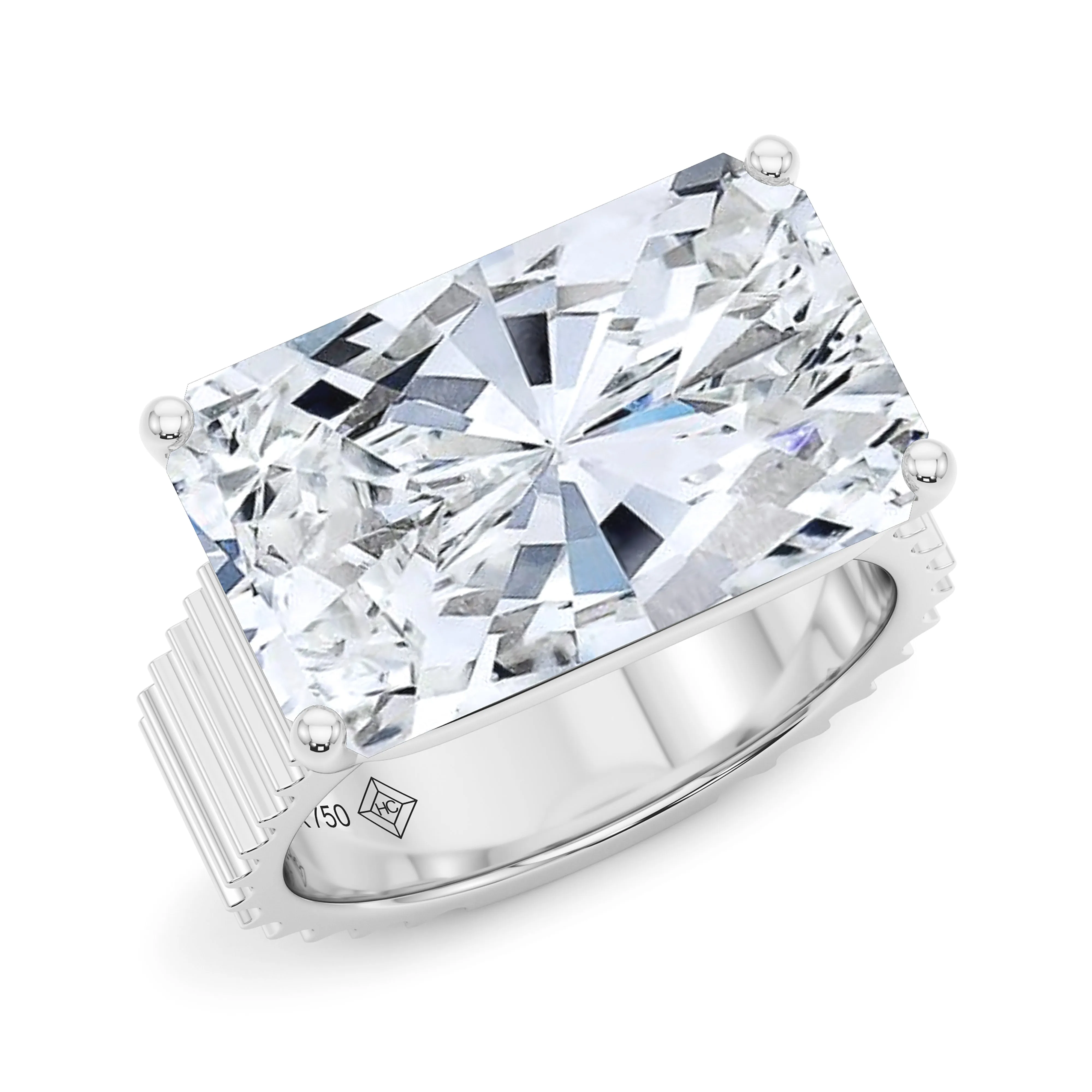 Radiant East-West Lab Grown Diamond Fluted Ring