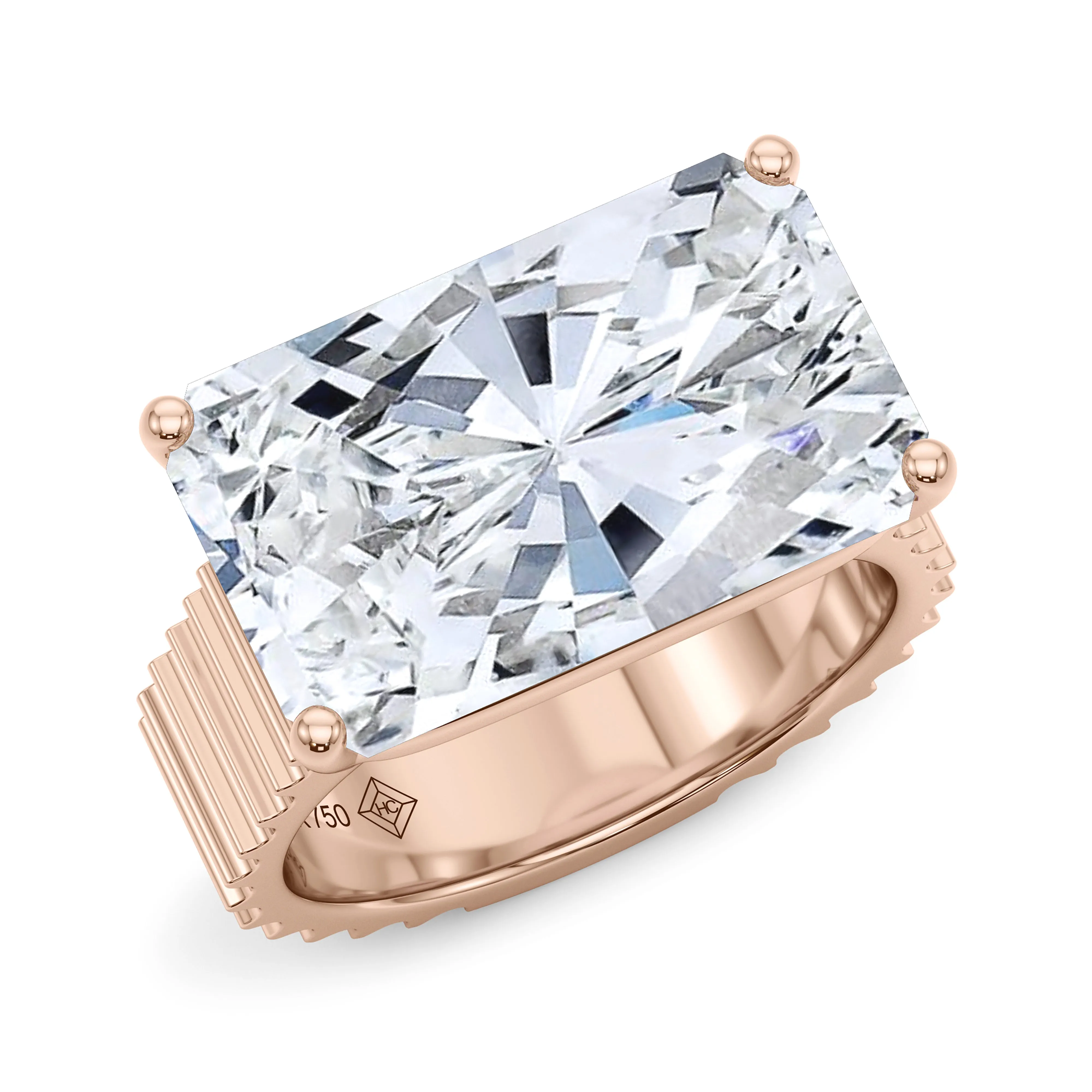 Radiant East-West Lab Grown Diamond Fluted Ring