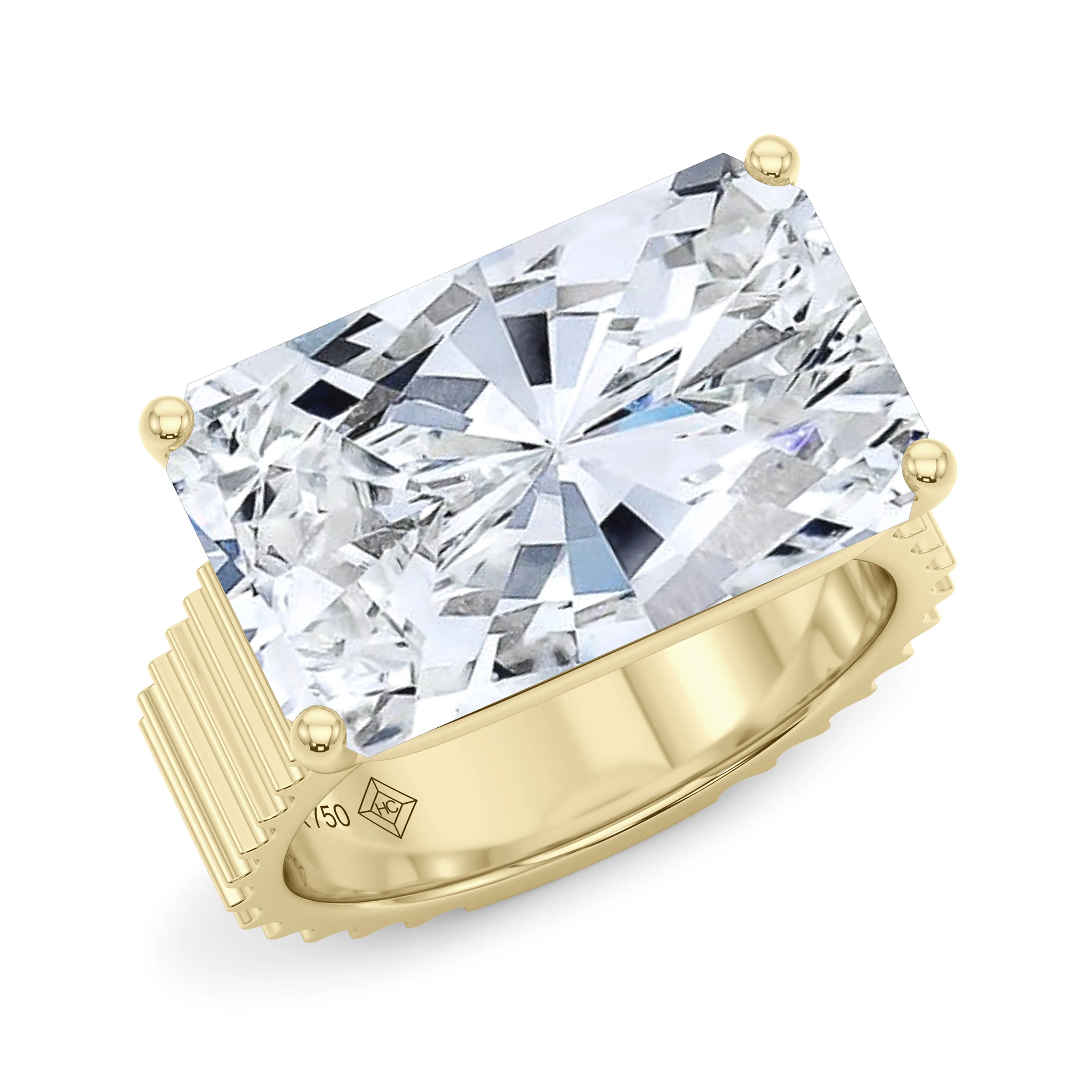 Radiant East-West Lab Grown Diamond Fluted Ring