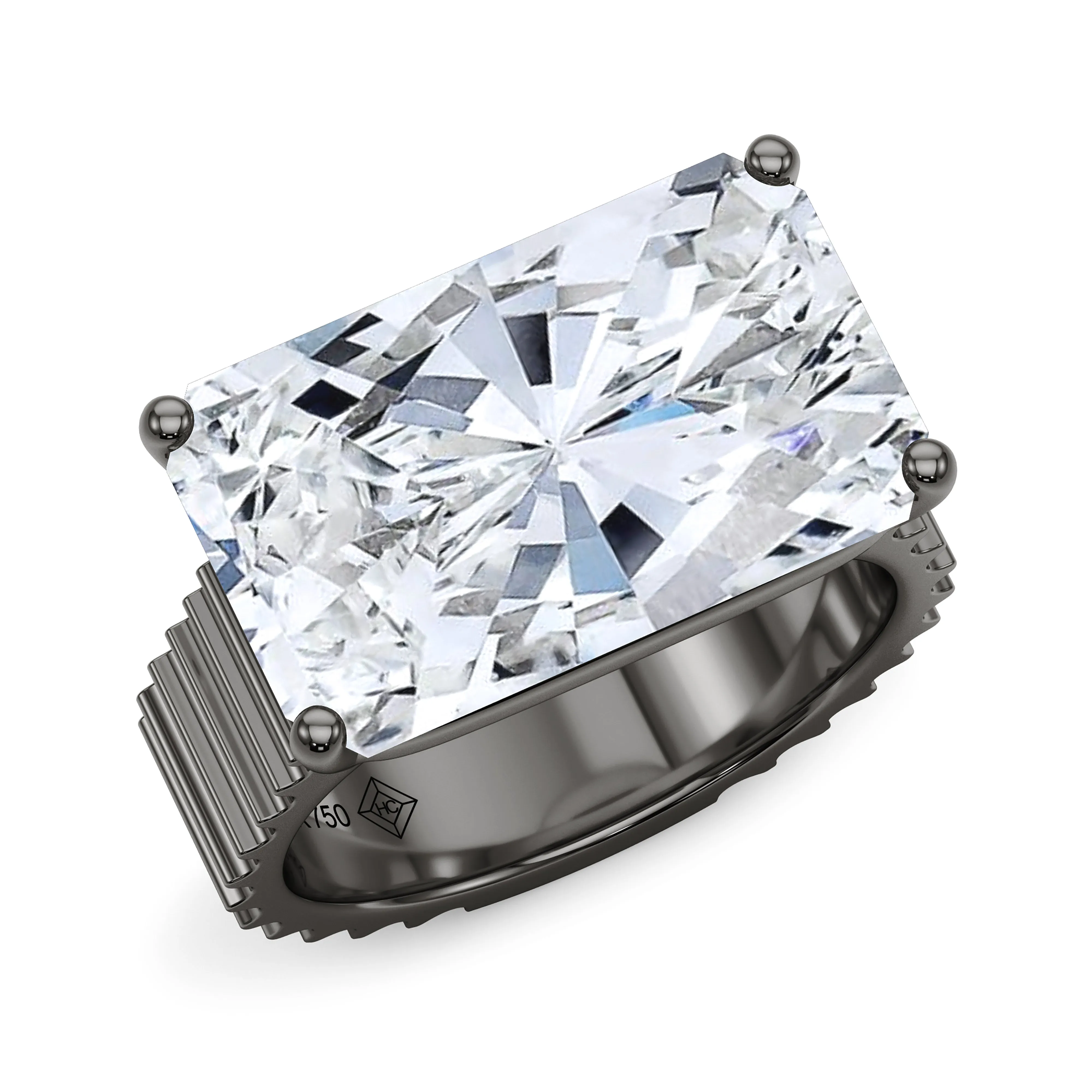 Radiant East-West Lab Grown Diamond Fluted Ring