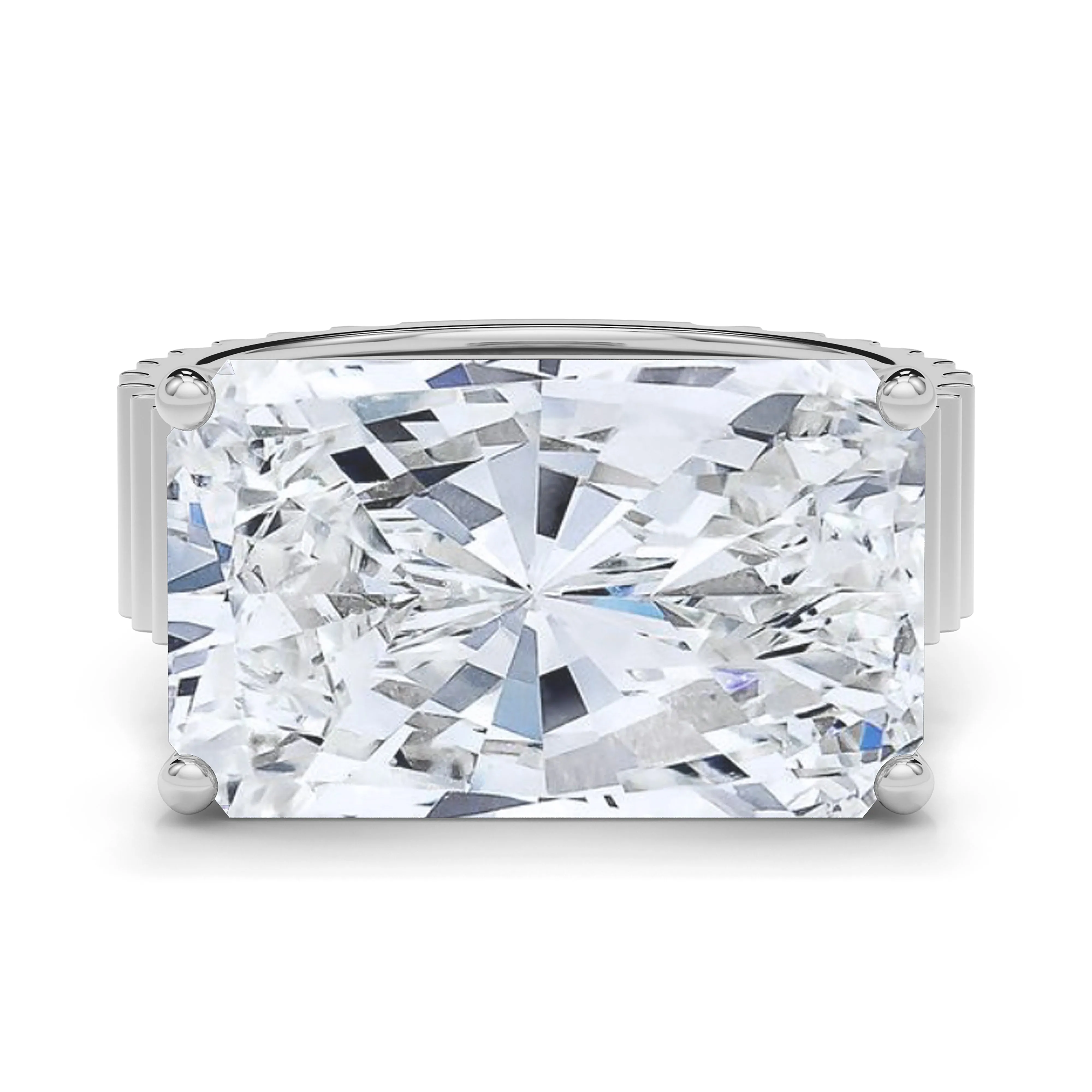 Radiant East-West Lab Grown Diamond Fluted Ring