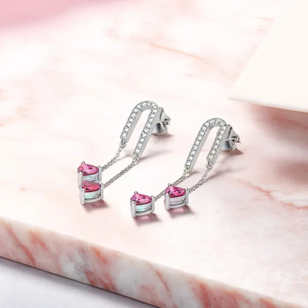 Radiant Heart Drops-Ruby Earrings