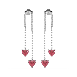 Radiant Heart Drops-Ruby Earrings