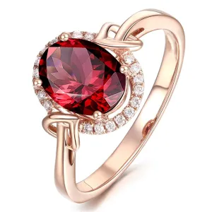 Red Crystal & Cubic Zirconia 18K Rose Gold-Plated Halo Oval Ring