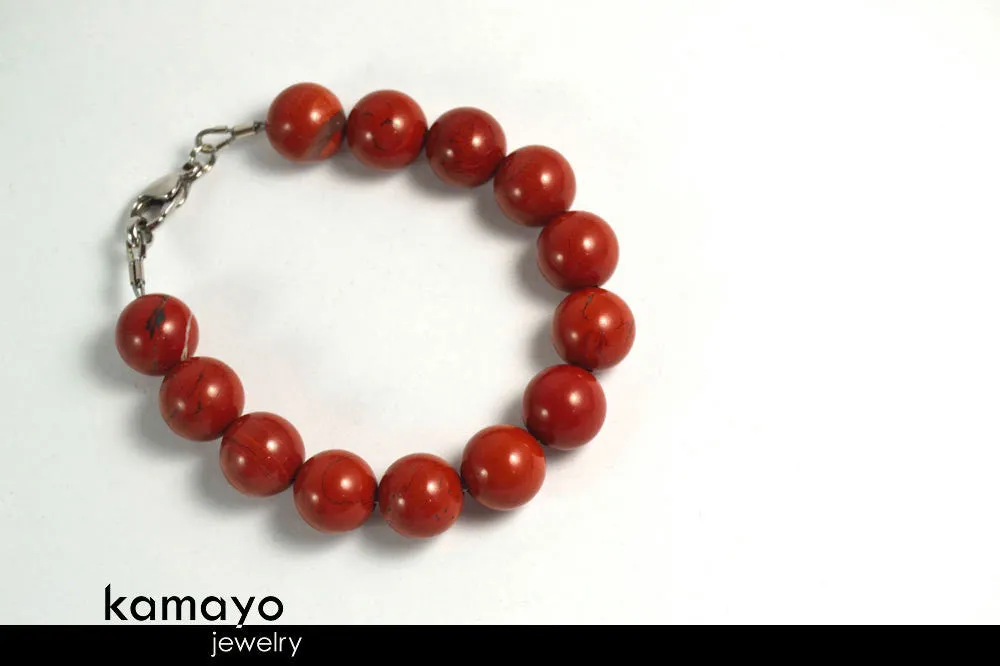 RED JASPER BRACELET - Round Beads