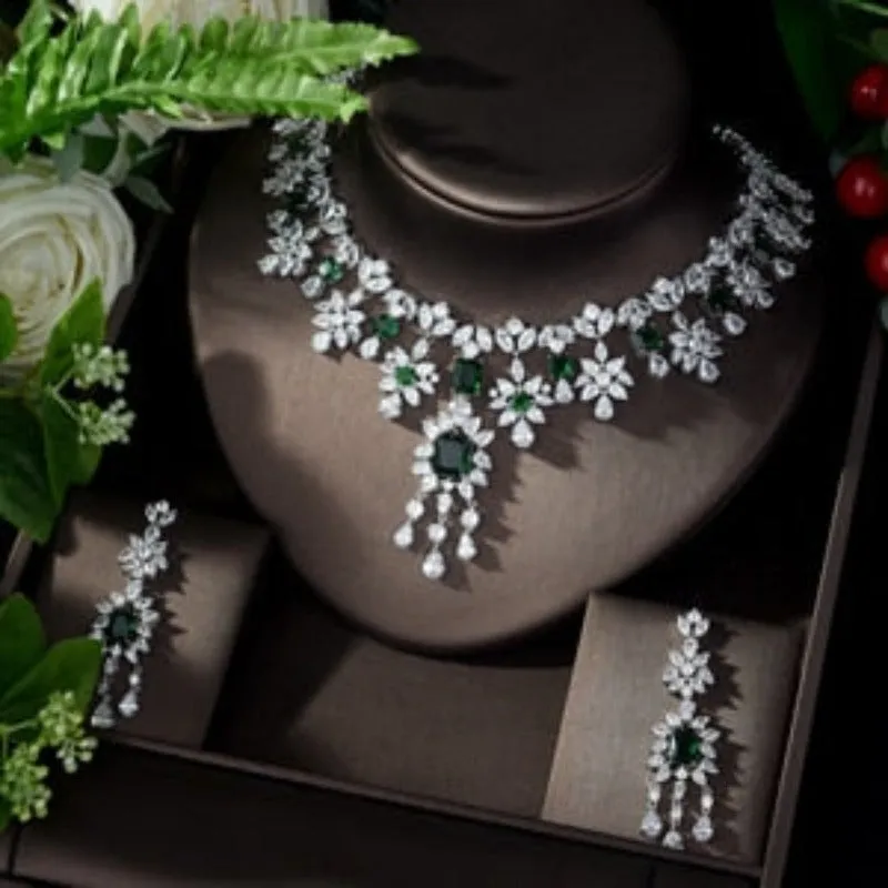 Red Ruby Water Drop Jewelry Set for Women Necklace Wedding Jewelry