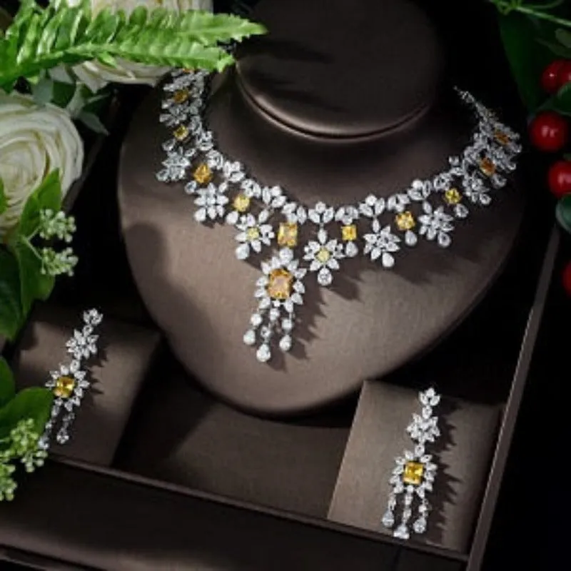 Red Ruby Water Drop Jewelry Set for Women Necklace Wedding Jewelry
