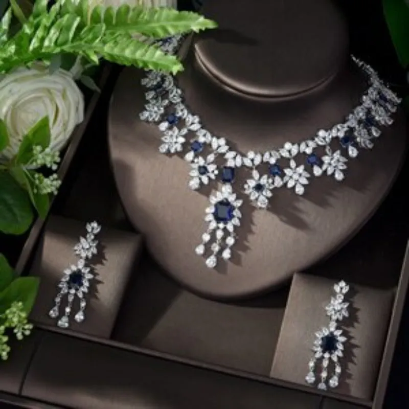 Red Ruby Water Drop Jewelry Set for Women Necklace Wedding Jewelry
