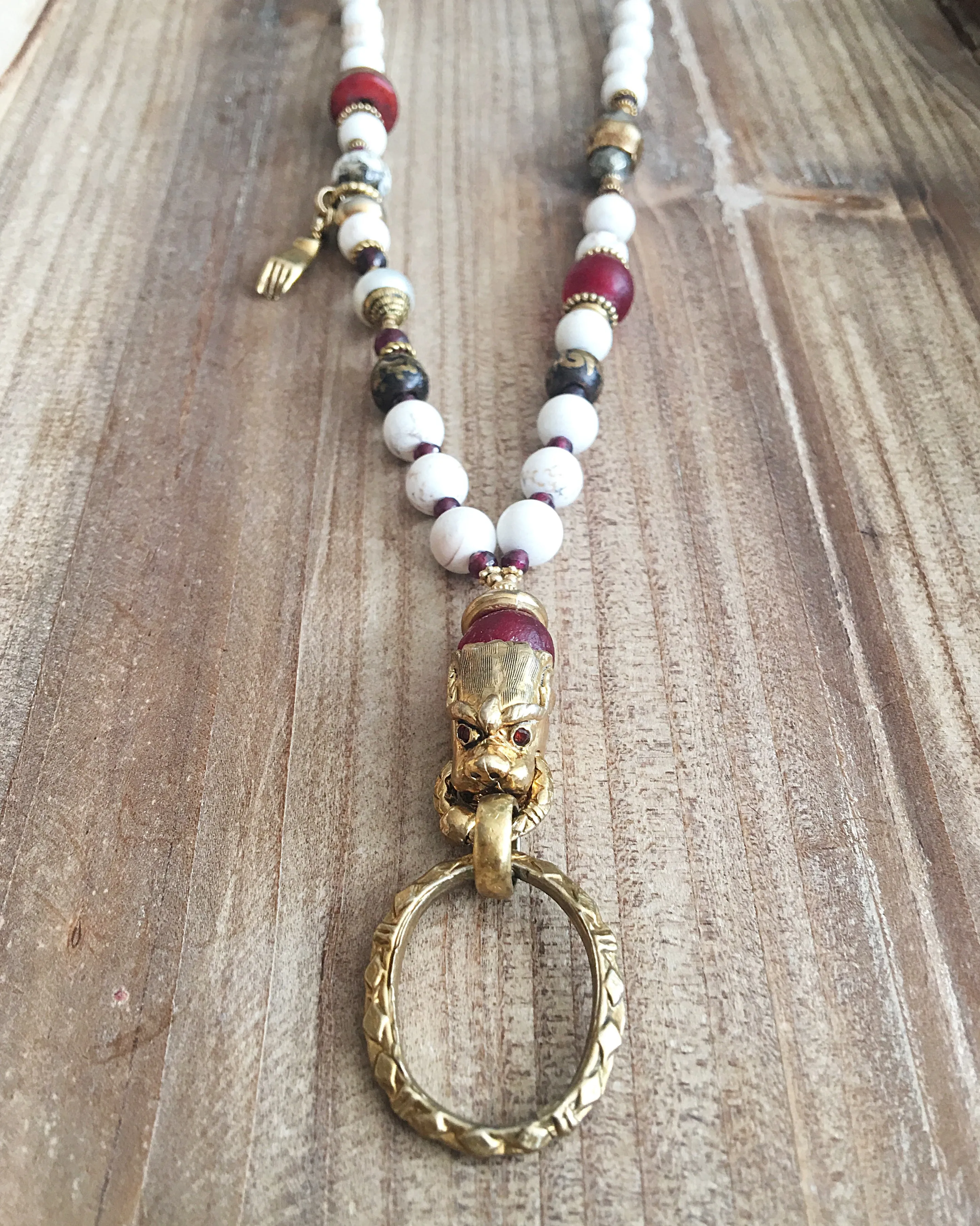 Red Sapphire Eyed Dragon Eyering Necklace