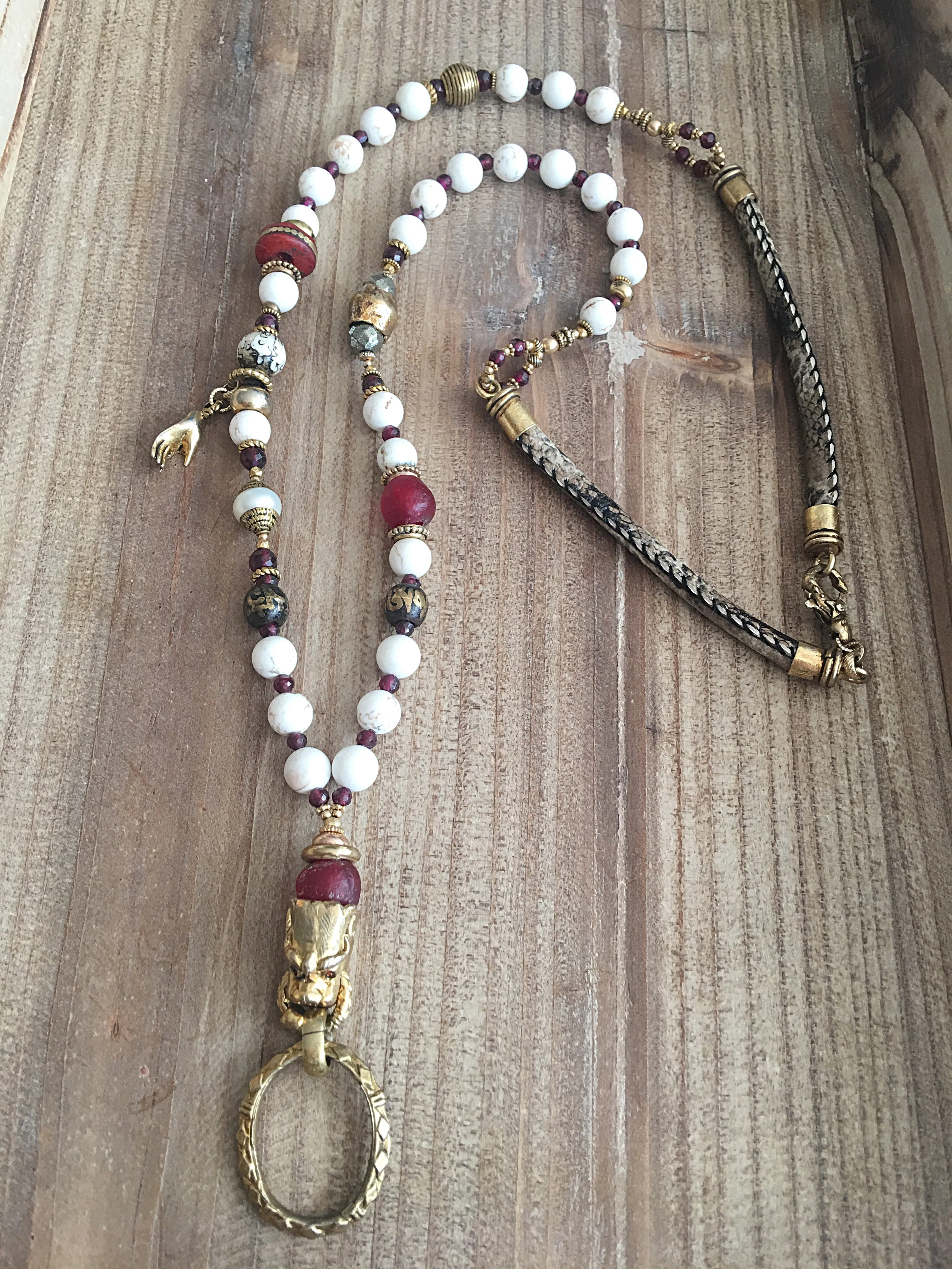 Red Sapphire Eyed Dragon Eyering Necklace