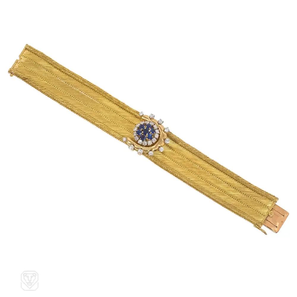 Retro French sapphire and diamond button bracelet