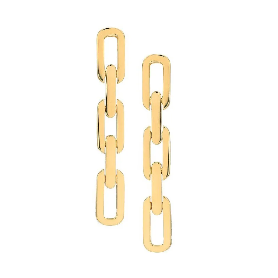 Roberto Coin Navarra Yellow Gold Triple-Link Drop Earrings