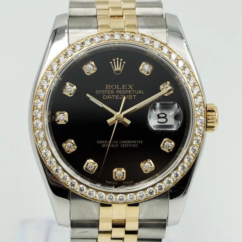 Rolex Datejust 116233 Two-Tone Black Dial and Diamond Bezel Circa 2007