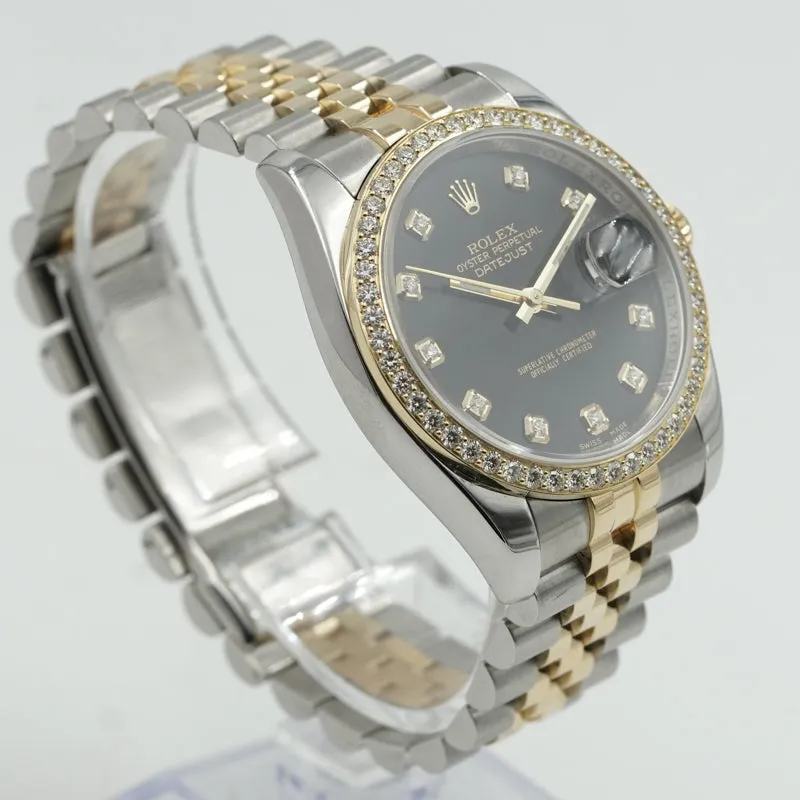 Rolex Datejust 116233 Two-Tone Black Dial and Diamond Bezel Circa 2007