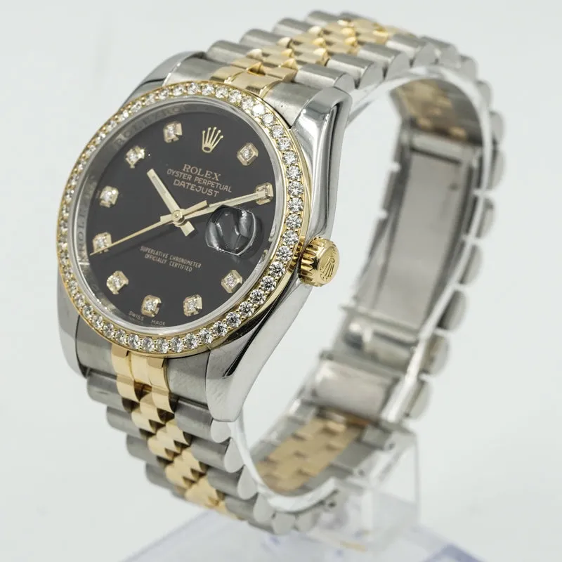 Rolex Datejust 116233 Two-Tone Black Dial and Diamond Bezel Circa 2007