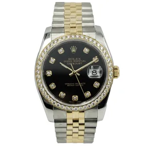 Rolex Datejust 116233 Two-Tone Black Dial and Diamond Bezel Circa 2007
