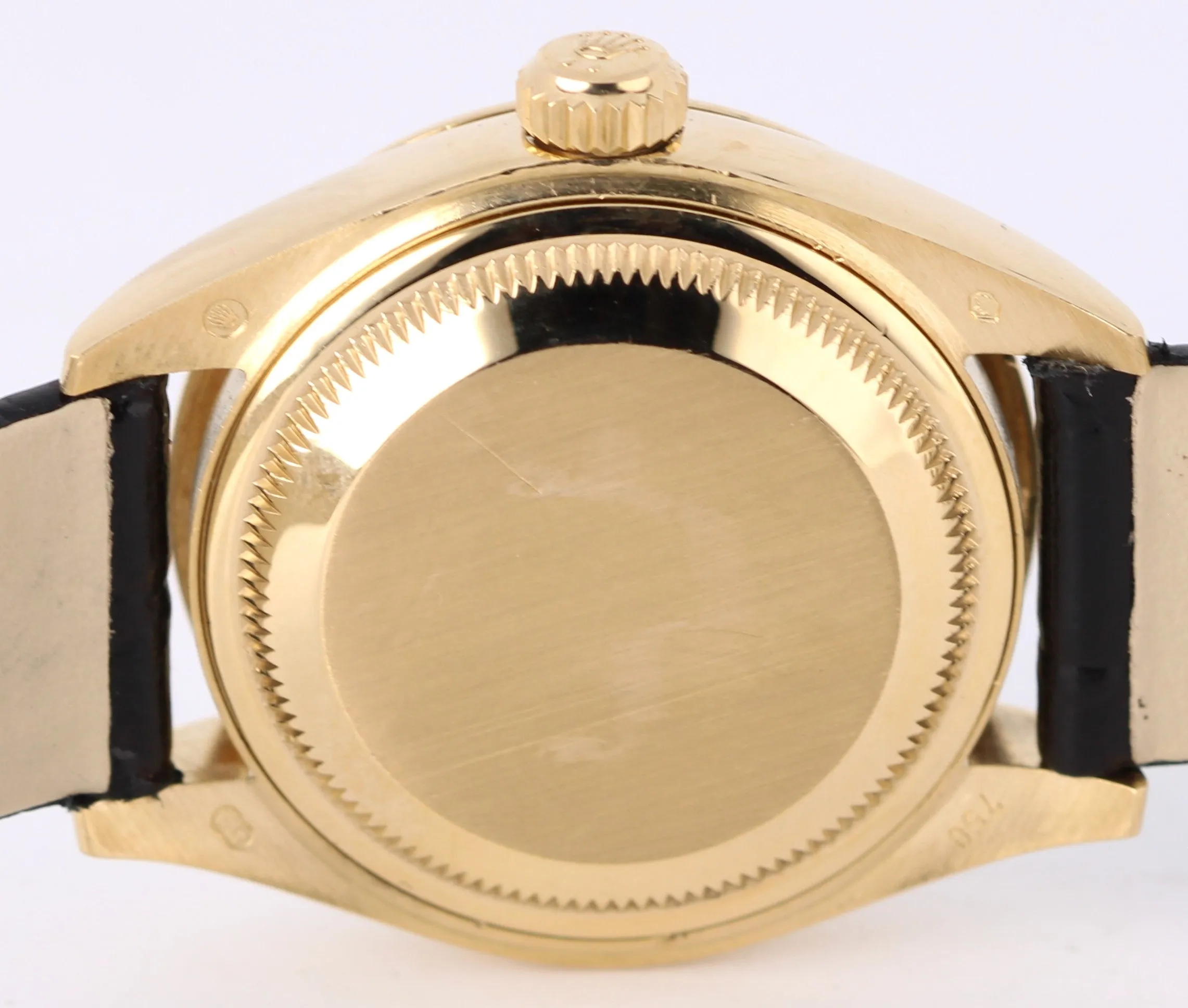 Rolex DateJust 18k Yellow Gold DIAMOND Champagne Roman 28mm 279178 Leather Watch