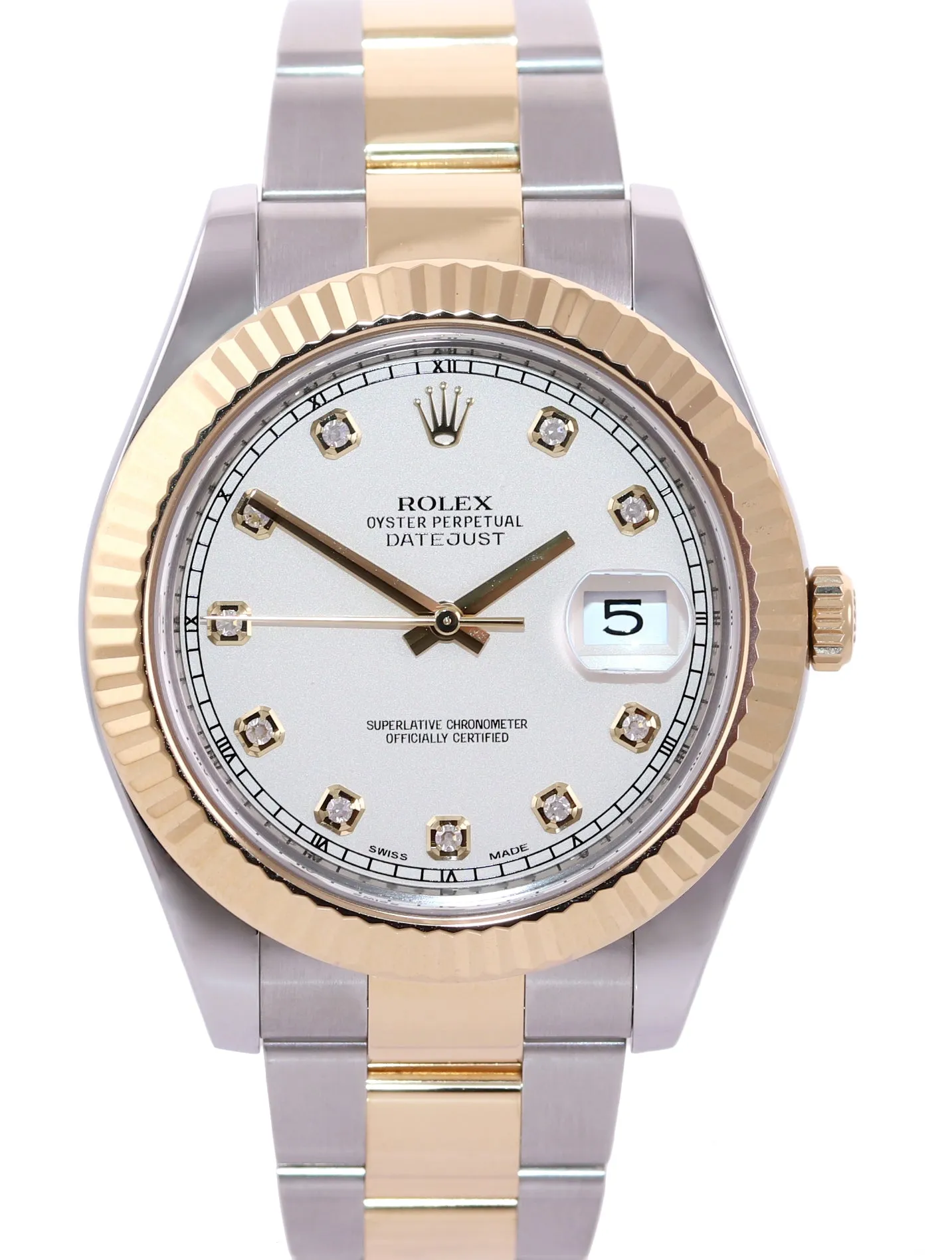Rolex Datejust 2 FACTORY Ivory Diamond 116333 Two-Tone Gold Fluted Watch Box