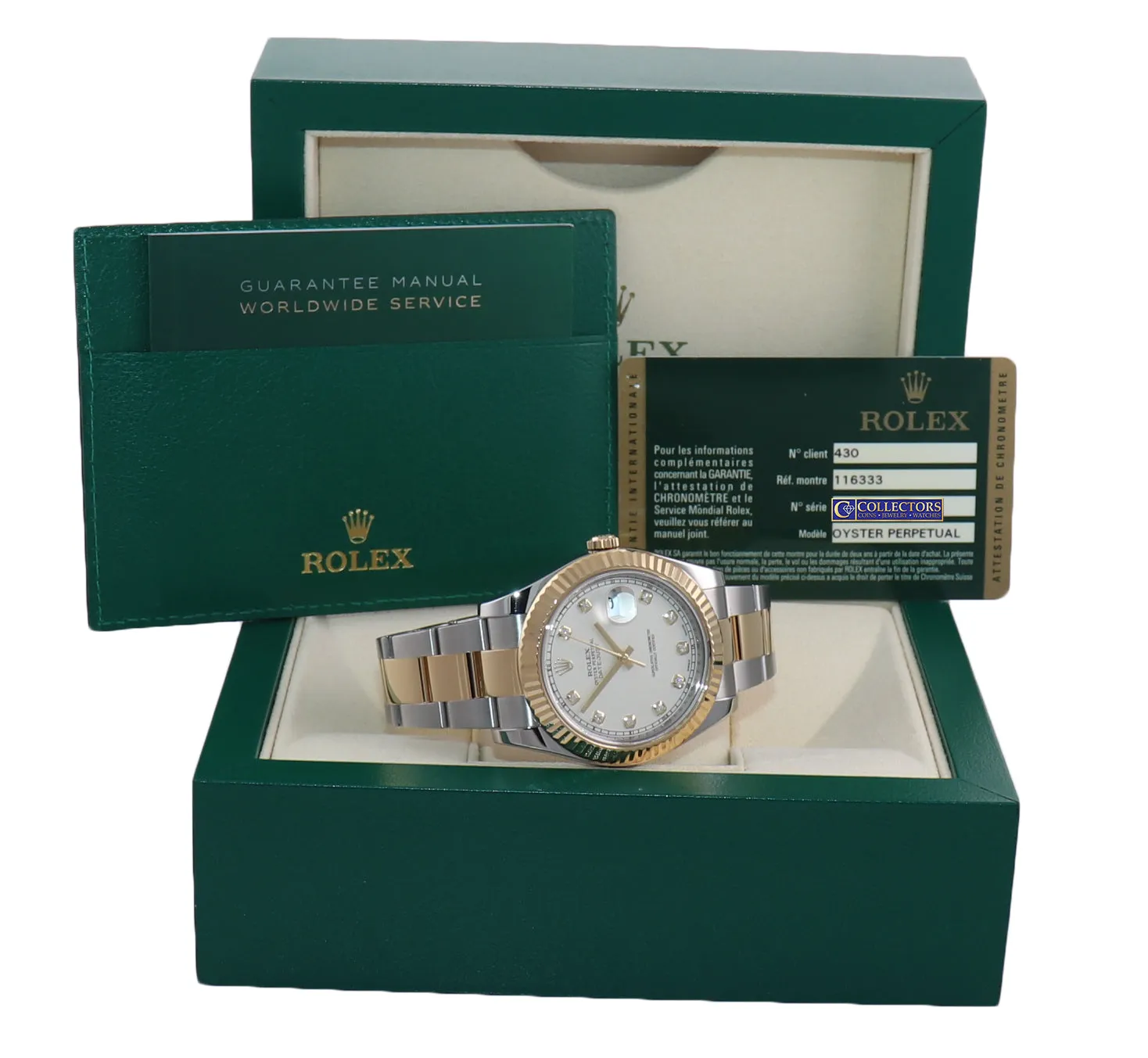 Rolex Datejust 2 FACTORY Ivory Diamond 116333 Two-Tone Gold Fluted Watch Box