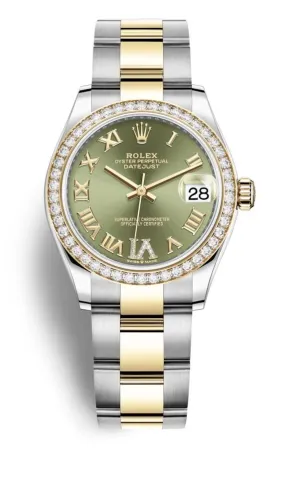 Rolex Datejust 31 Green Diamond Dial Ladies Steel and 18kt Yellow Gold Oyster Watch 278383GNRDO