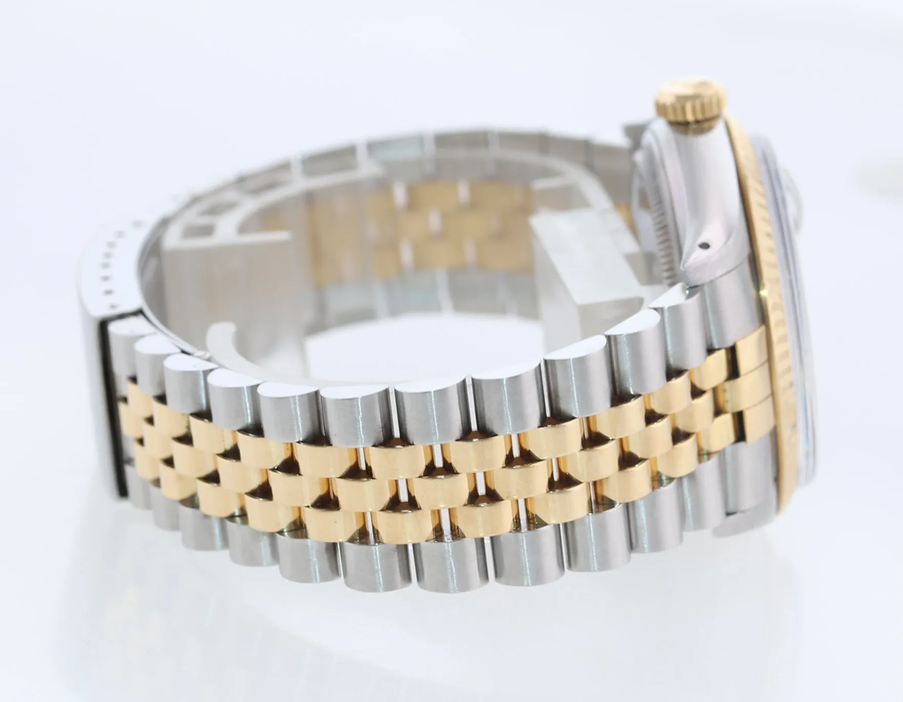 Rolex DateJust 36mm 16013 Two Tone 18k Gold Jubilee Blue Dial Watch Box