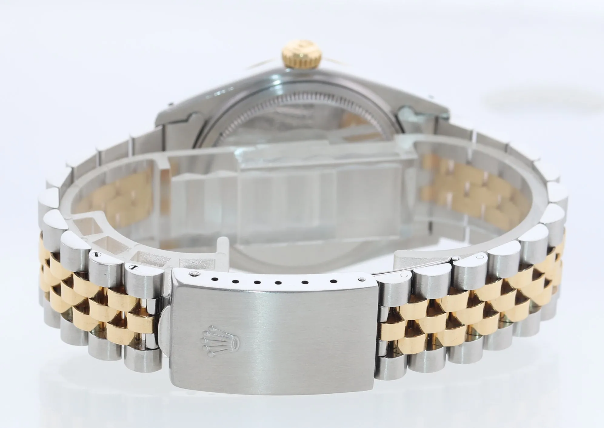 Rolex DateJust 36mm 16013 Two Tone 18k Gold Jubilee Blue Dial Watch Box
