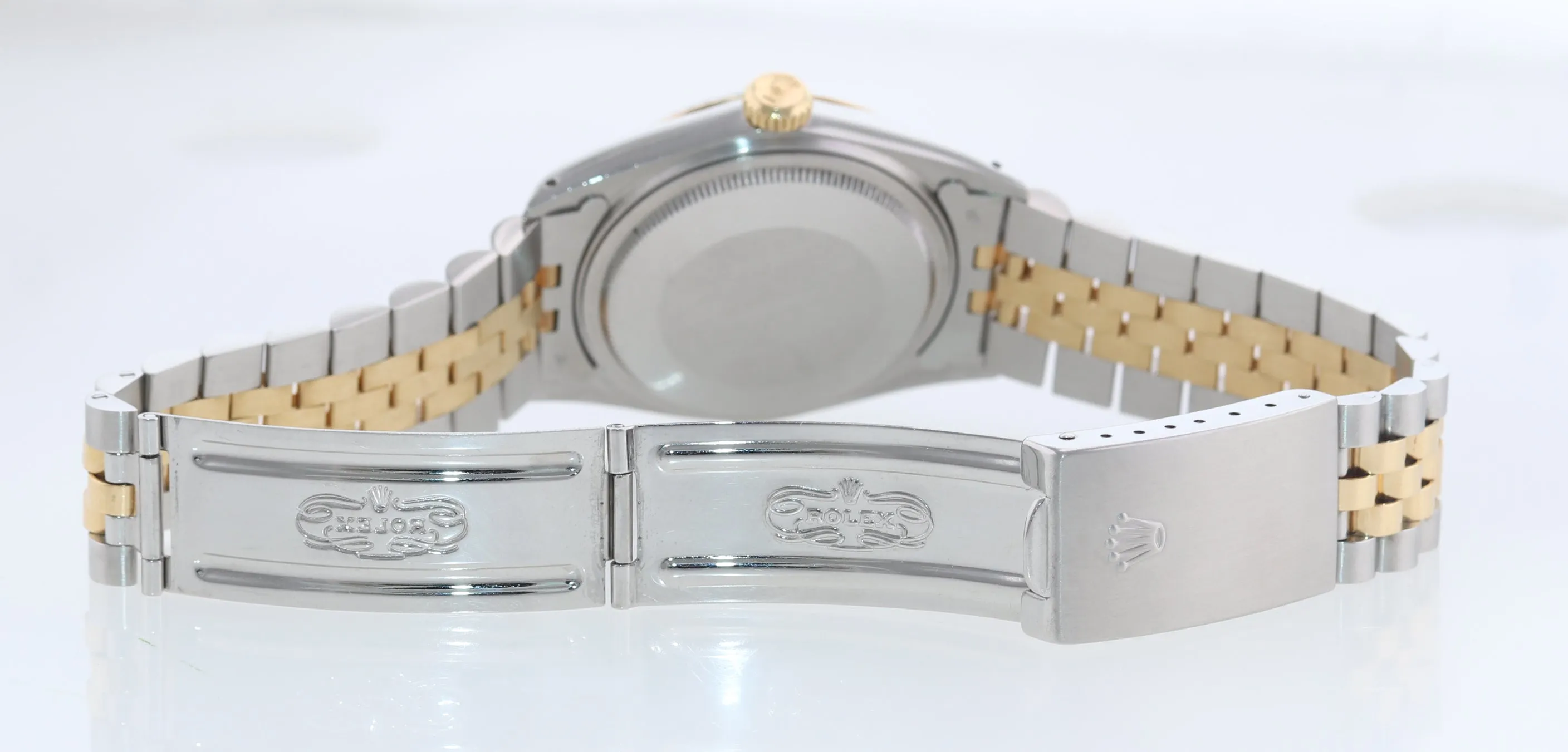 Rolex DateJust 36mm 16013 Two Tone 18k Gold Jubilee Blue Dial Watch Box