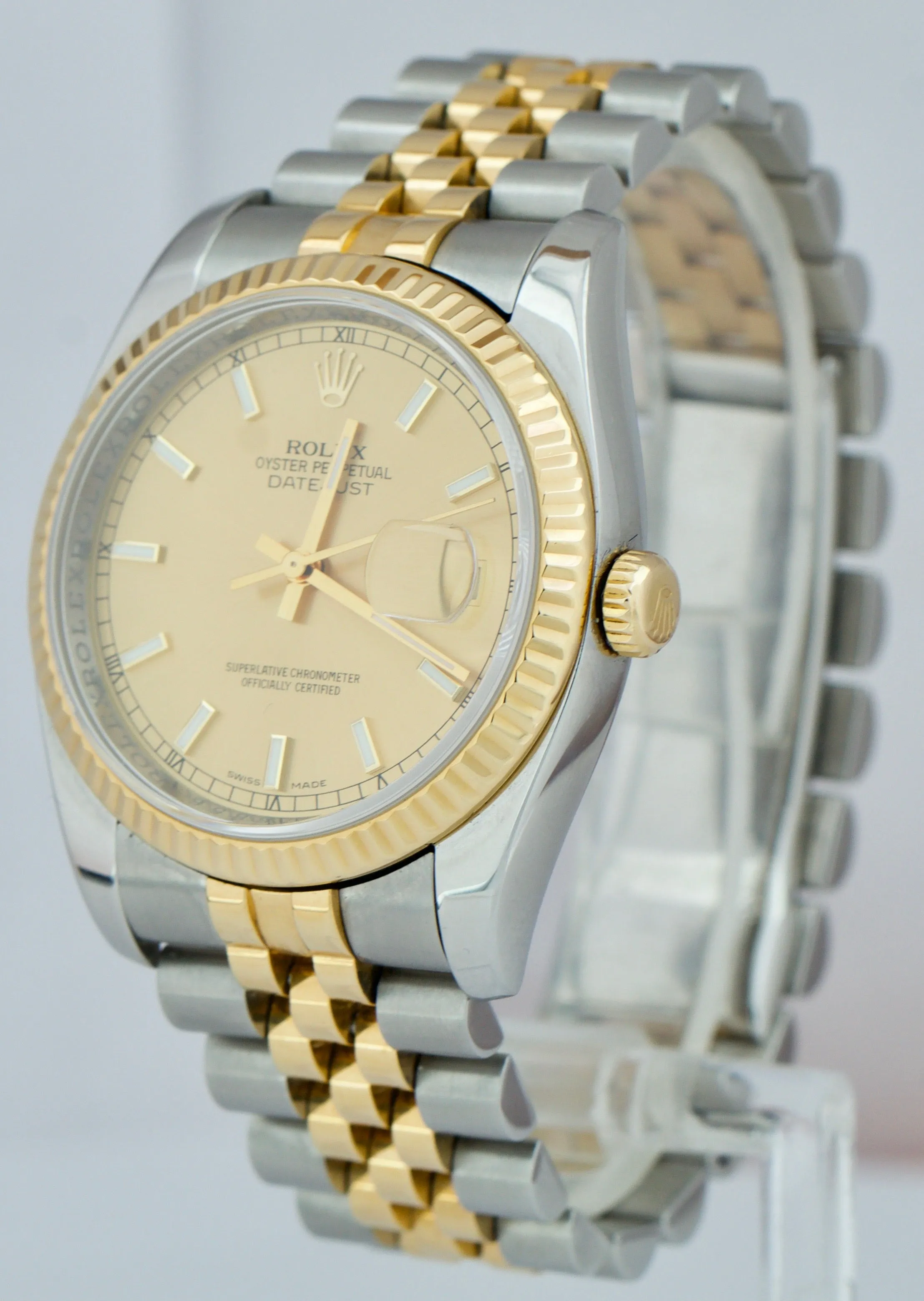 Rolex DateJust 36mm Champagne 18K Yellow Gold Two-Tone Jubilee Watch 116233