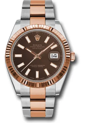 Rolex  Datejust 41 Watch  Fluted Bezel Chocolate Index Dial 126331