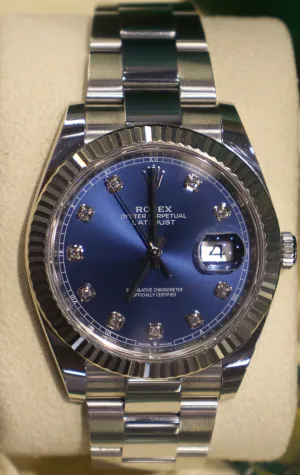 Rolex DateJust 41mm Stainless Steel Blue Diamond Dial