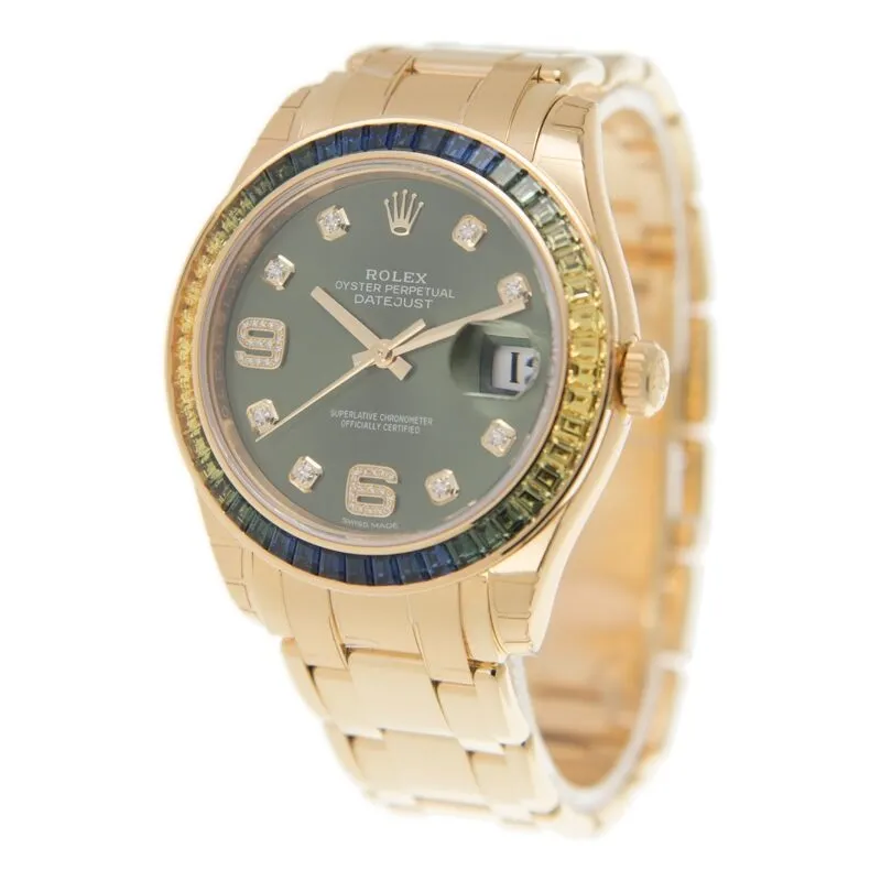 Rolex Datejust Green Diamond Dial 18K Yellow Gold Automatic Watch 86348GNDPM