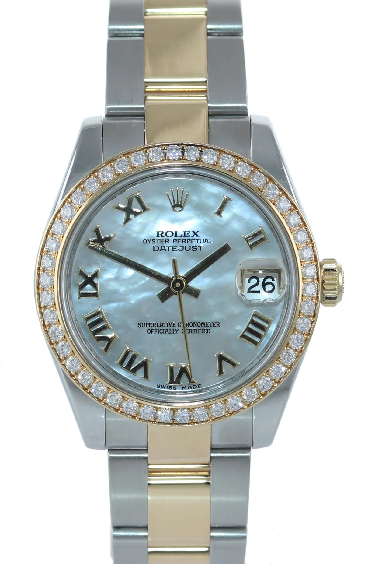 Rolex DateJust Mid-Size 31mm MOP Diamond 178383 Gold Steel Watch