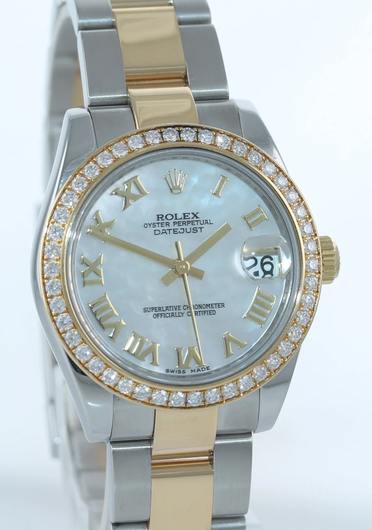 Rolex DateJust Mid-Size 31mm MOP Diamond 178383 Gold Steel Watch