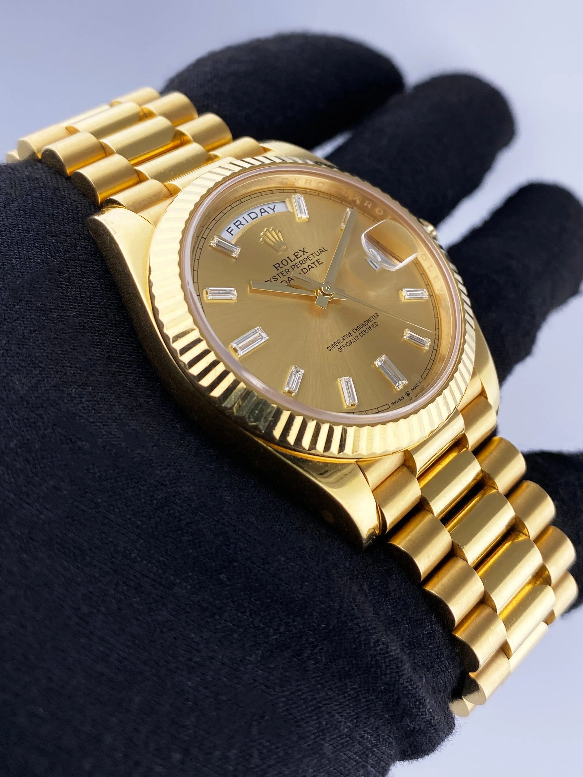 Rolex Day-Date 228238 Diamond Champagne Dial Mens Watch Box Papers