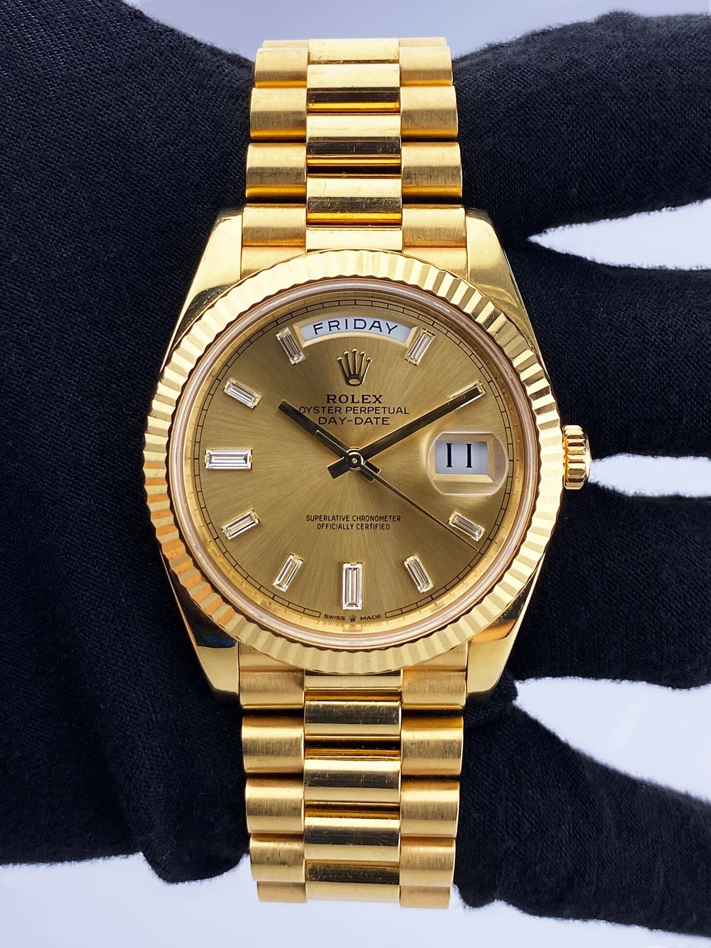 Rolex Day-Date 228238 Diamond Champagne Dial Mens Watch Box Papers