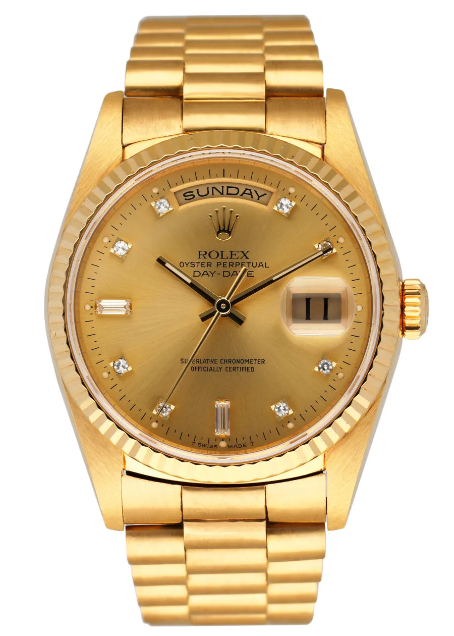 Rolex Day-Date President 18238 Diamond Dial Mens Watch