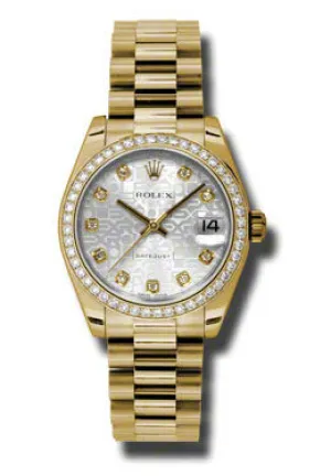 Rolex Lady-Datejust 31 Silver Dial 18K Yellow Gold President Automatic Ladies Watch 178288SJDP