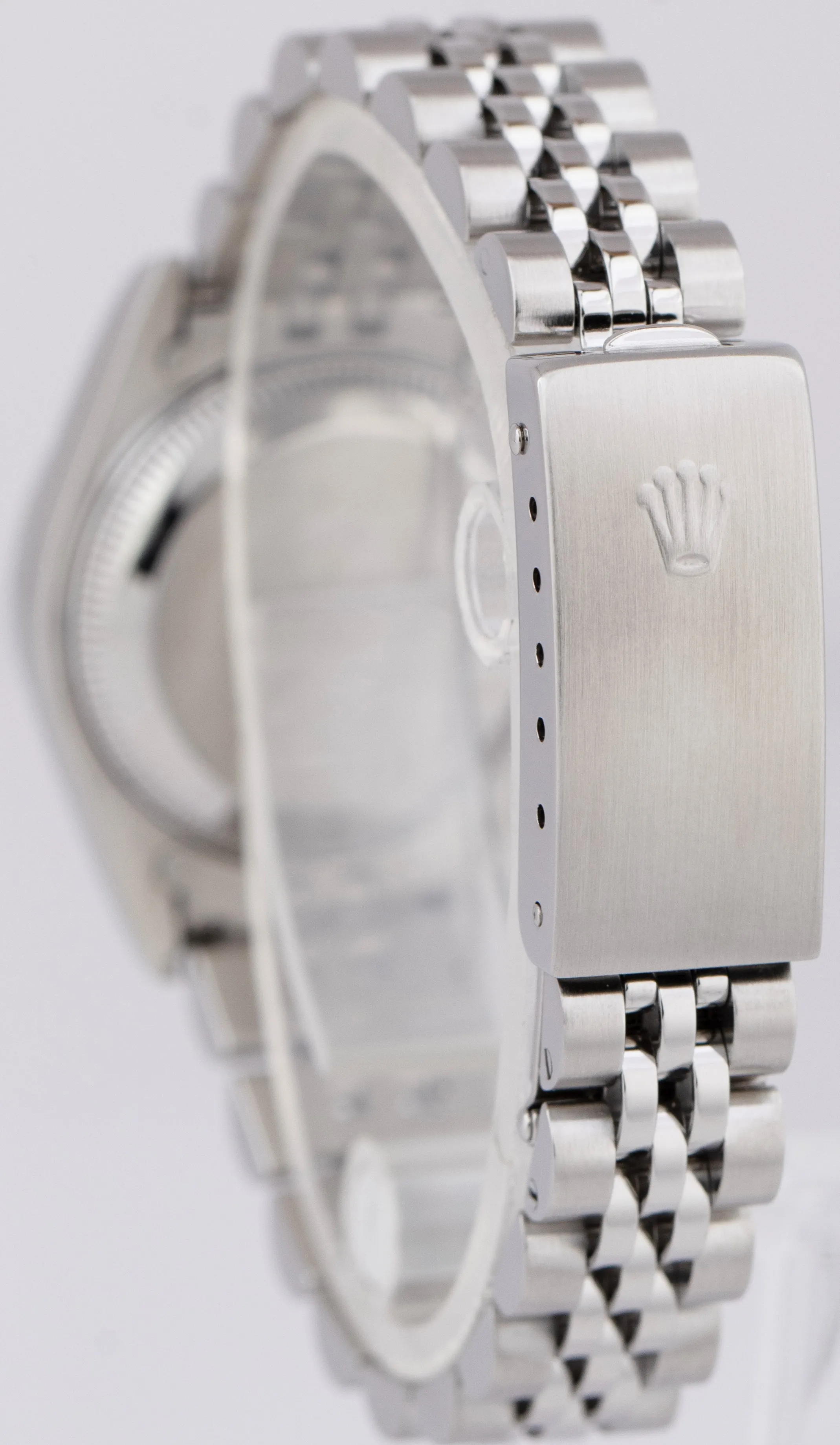 Rolex Oyster Perpetual Date 26mm Gray Diamond Steel Engine-Turned Watch 69240